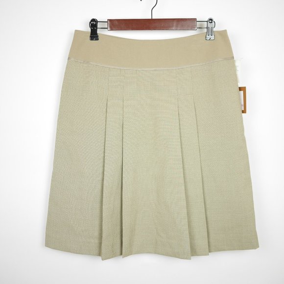 ELLEN TRACY Tan light brown flared pleated skirt - Picture 1 of 11